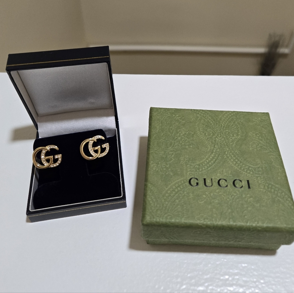Gucci Gold & Rhinestone Earrings - Picture 8 of 12